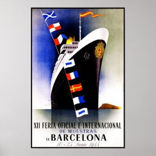 Poster Navio retro de Barcelona do viagem da imagem do