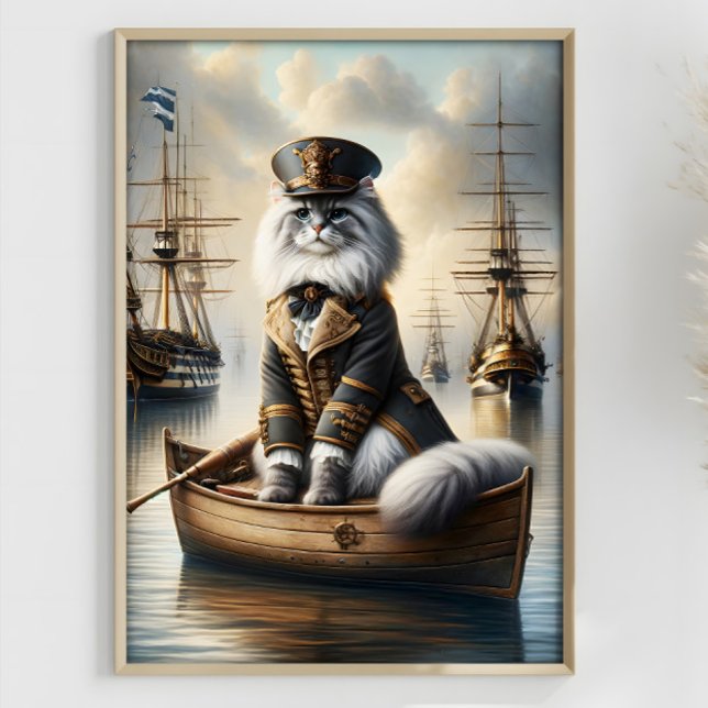Poster Navio Steampunk Cat Capitão Ragdoll (Criador carregado)