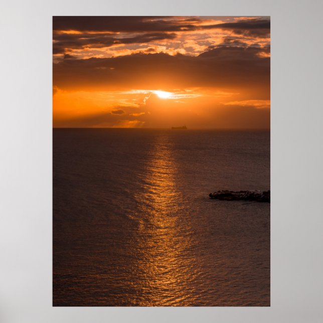 Poster Navio Tanque Ao Sol, No Oceano Atlântico (Frente)