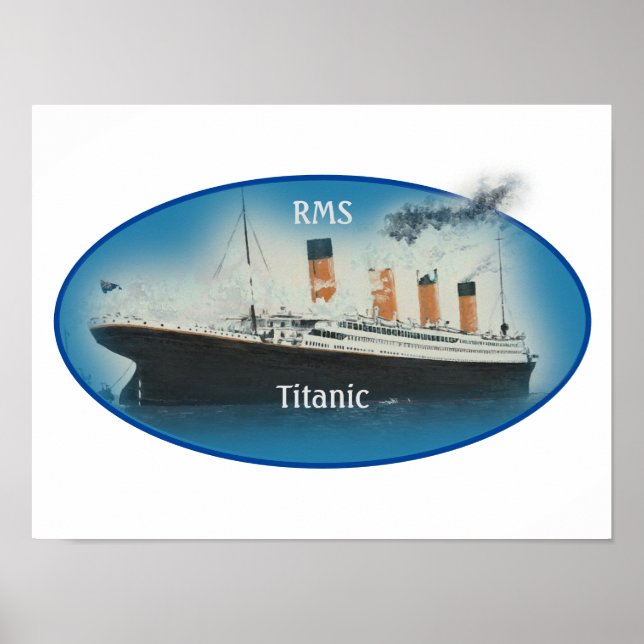 Poster Navio Titanic Maritime Blue White Star Line (Frente)