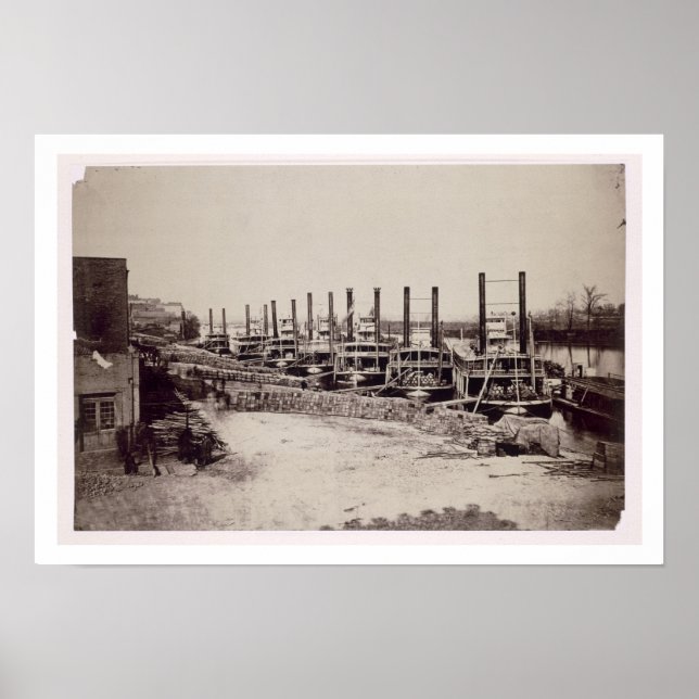 Pôster Navios a vapor no Mississippi (b/w foto) (Frente)