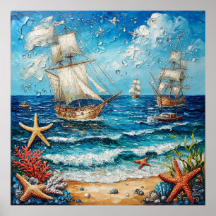 Poster Navios à Vela e Vida Oceânica