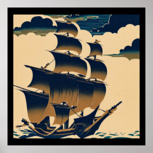 Poster Navios Aéreos Que Navegam Acima Das Nuvens - Corte