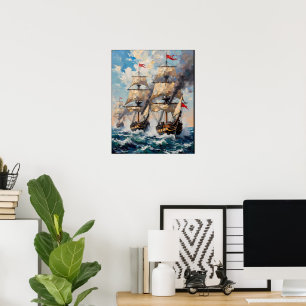Poster Navios Altos em um Mar Agitado