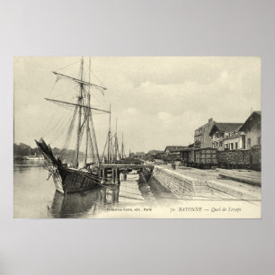 Poster Navios de carga da navigação, Bayonne, France
