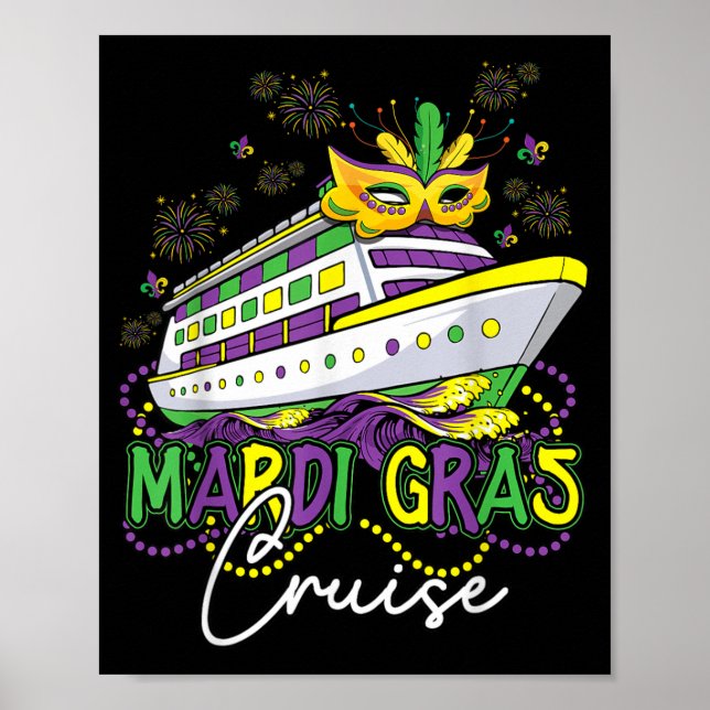 Poster Navios de Cruzeiro de Mardi Gras Enviam Contas Fes (Frente)