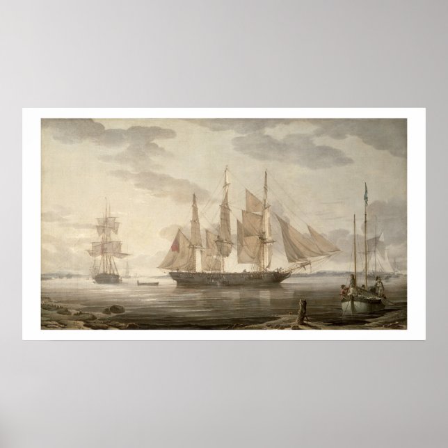 Pôster Navios em Harbour, 1805 (petróleo na canvas) (Frente)