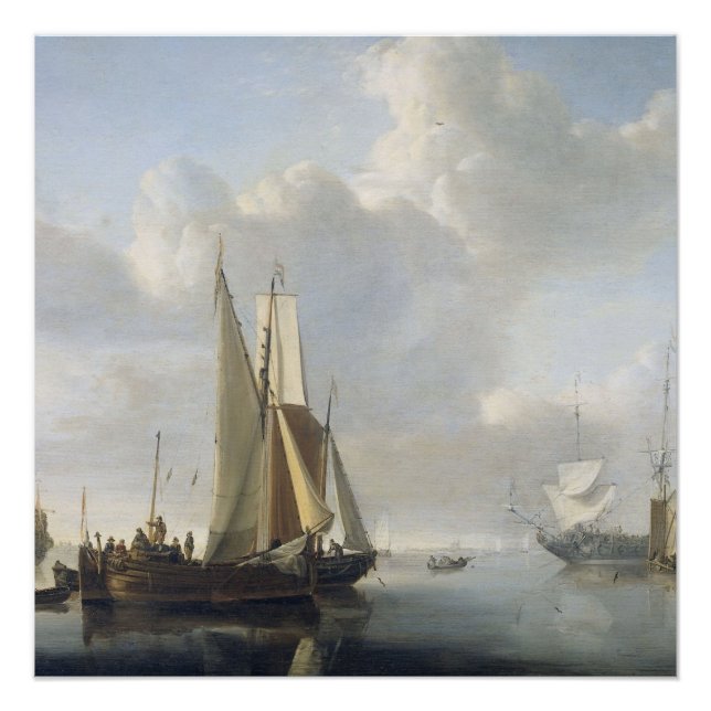 Pôster Navios na costa, Willem van de Velde (II), (Frente)