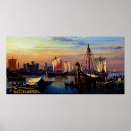 Poster Navios Viking no rio Tamisa Everhardus Koster