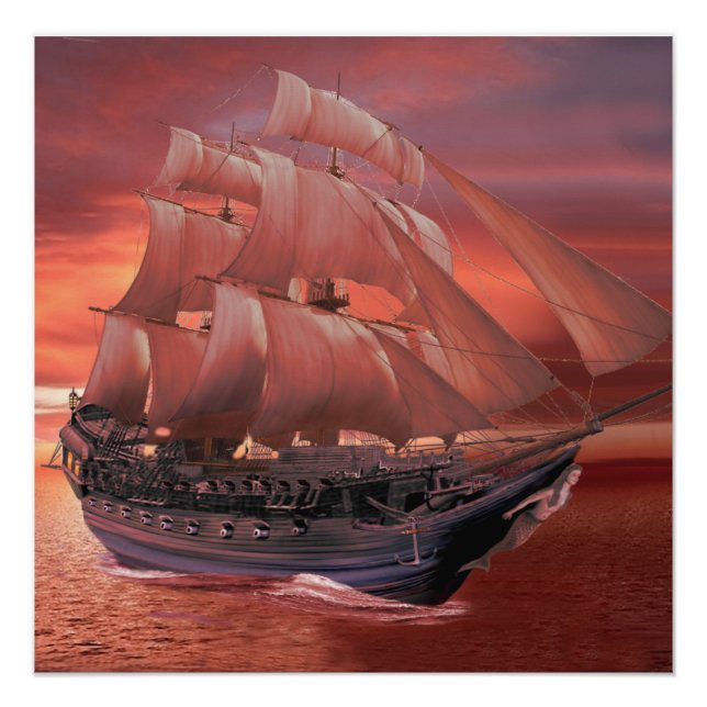 PÔSTER NAVIOS ZEN AO PÔR DO SOL (Frente)