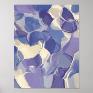 Poster Navy Blue and Cream Abstract Organic Shapes Modern
