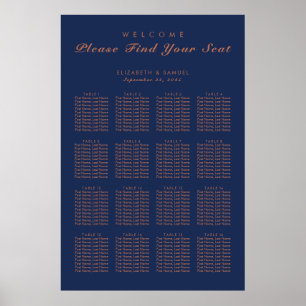 Pôster Navy Blue Copper Trees Avenue Table Plan