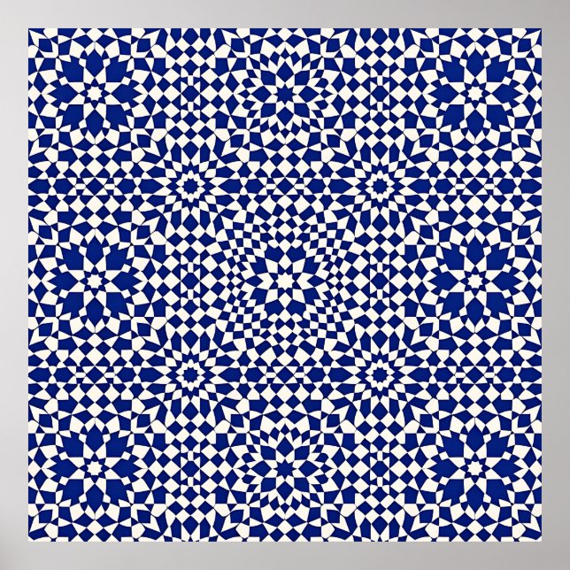 Poster Navy Blue Mosaic Geometric Pattern (Frente)