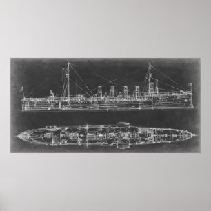 Poster Navy Cruiser Blueprint