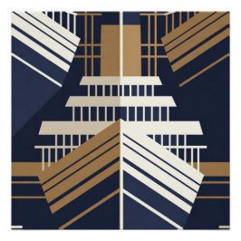 Pôster Navy Gold Geometric Maritime Ocean Liner Art Deco