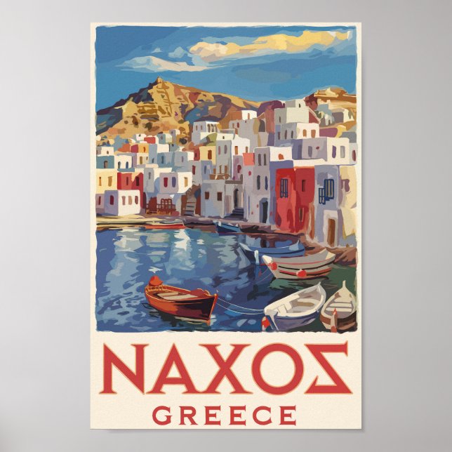 Poster Naxos Grécia Painterly Viagem Art Vintage (Frente)