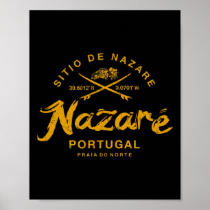 Poster Nazare Portugal Surfing Vintage Retro