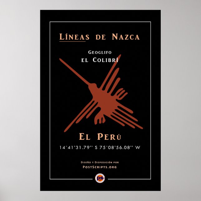 Poster Nazca Geoglyphs-Hummingbird (Frente)