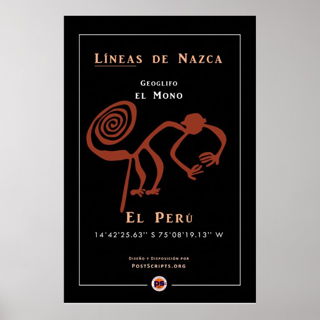 Poster Nazca Geoglyphs-Monkey (Frente)