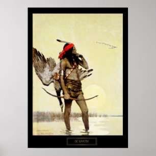 Poster NC Wyeth Painting Native Indian Hunting