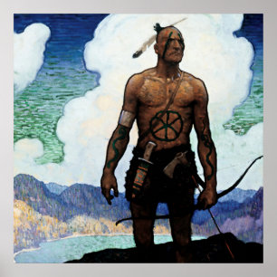 Poster NC Wyeth pintando "Last of the Mohicans"