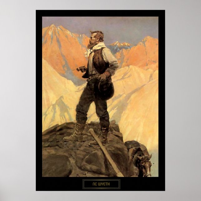 Poster NC Wyeth Pintura Histórica "O Prospector" (Frente)