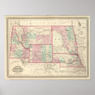Poster Nebraska, Dakota, Idaho, Montana, e Wyoming