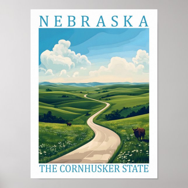 Poster Nebraska the Cornhusker State USA Viagem Place (Frente)