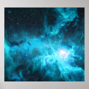 Poster Nébula de Órion, luz azul, astronomia.