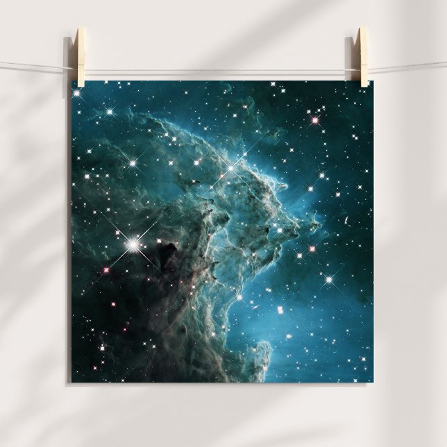 Poster Nebulosa Cabeça de Macaco Azul Teal (Teal Blue Colored Monkey Head Nebula Poster)