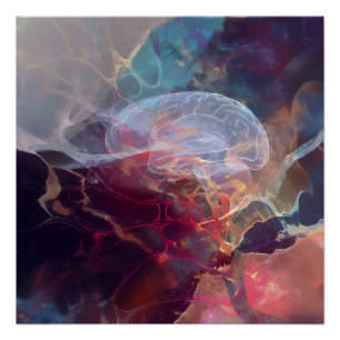 Pôster Nebulosa Cerebral Brillante Energia Neural