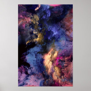 Poster Nebulosa Cósmica - Arte Abstrata Fogo Esmeralda