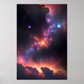 Poster Nebulosa cósmica e galáxia