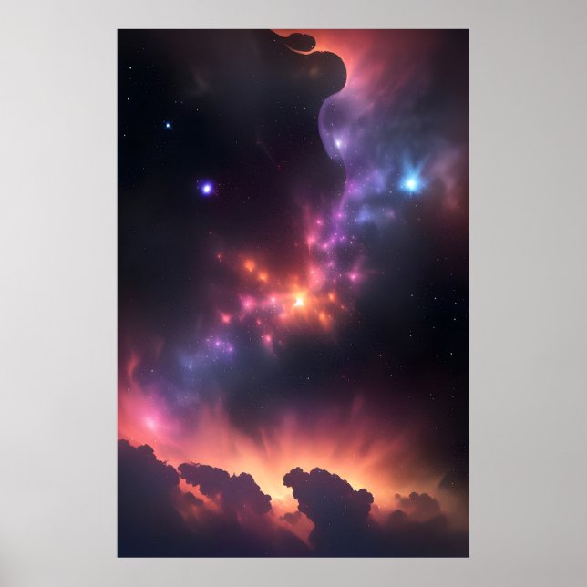 Poster Nebulosa Cósmica e galáxia (Frente)