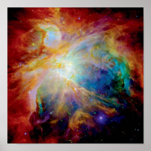 Pôster Nebulosa de Órion Hubble Spitzer Telescópio Espaço