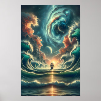 Poster Nebulosa do Mar de Tempestade Psicodélica