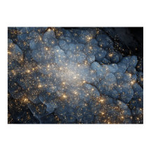Nebulosa Dourada Brilha Cosmos Azul Meia-Noite