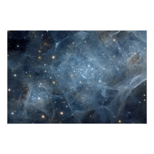 Pôster Nebulosa Fraturada Campo Estelar Geometria Cósmica