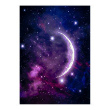Nebulosa Mística da Lua Crescente Cósmica Roxa