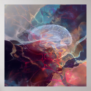 Poster Nebulosa Neural de Cérebro Radiante Energia