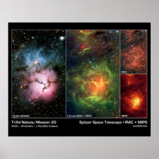 Poster Nebulosa Trifid (Messier 20) - Telescópio Spitzer