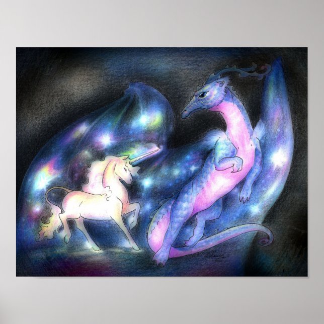 Poster Nebuloso: Unicórnio e Dragão (Frente)