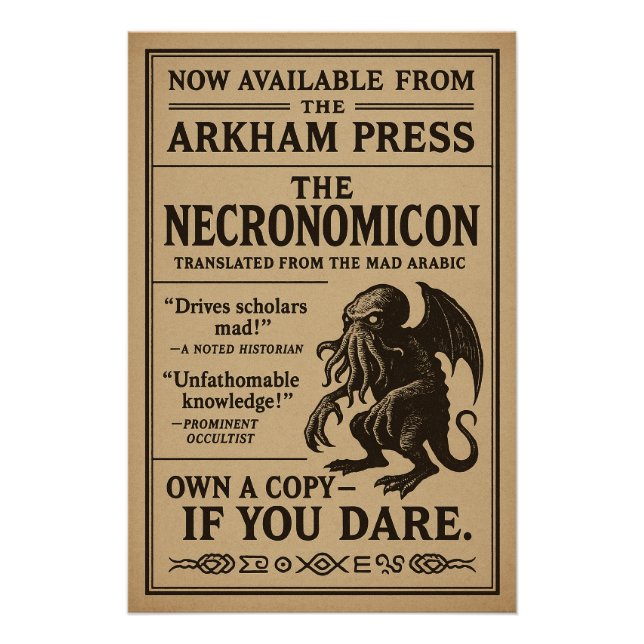 Pôster Necronomicon - Agora disponível na imprensa Arkham (Frente)