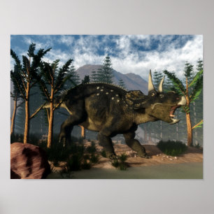 Poster Nedoceratops que ruje ao funcionar - 3D rendem