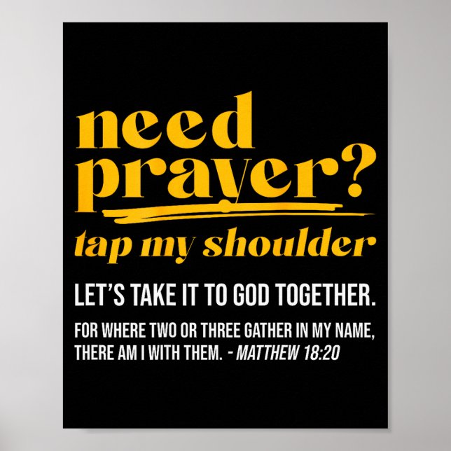 Poster Need Prayer Tap My Shoulder Christian Men Women (o (Frente)