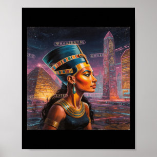 Poster Nefertiti afro-americana rainha negra gráfica