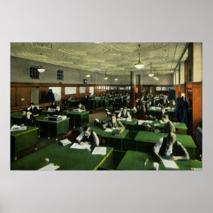 Poster Negócio do vintage, journalistas no escritório d
