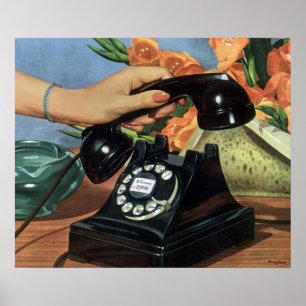 Pôster Negócio do vintage, telefone antigo com seletor