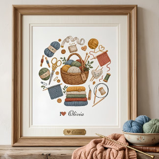 Poster Negócio Personalizado de Tricô e Crochê