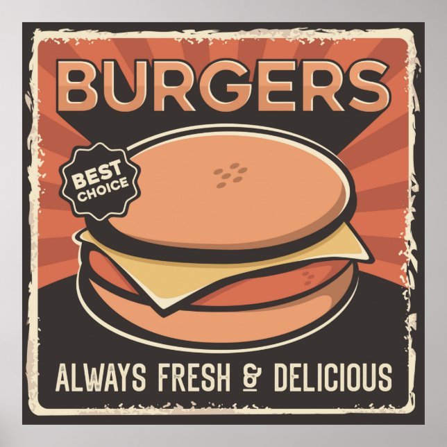 Poster negócio retro vintage burger (Frente)